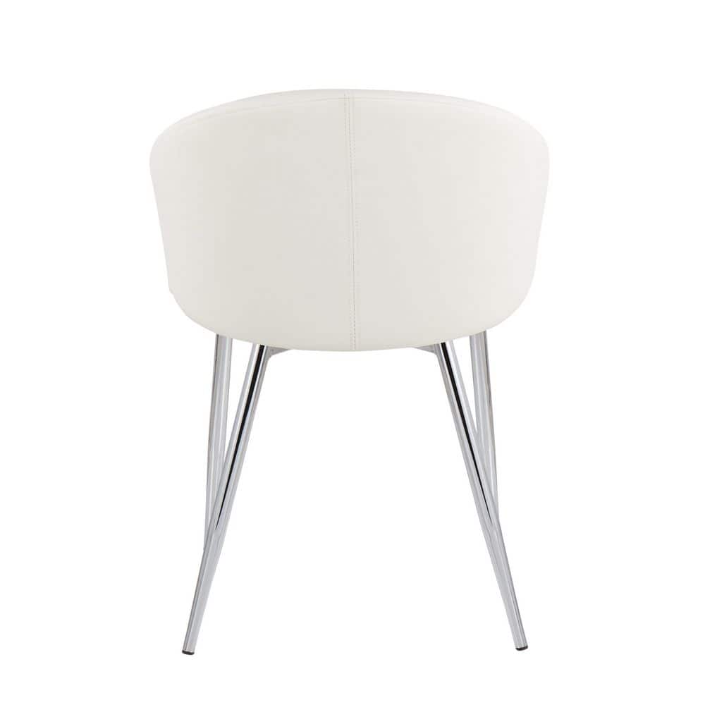 Claire White Faux Leather and Chrome Dining Chair Set