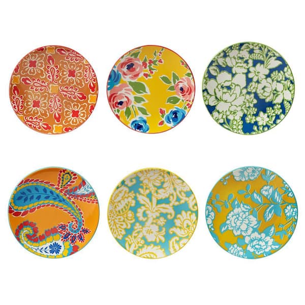 Certified International Damask Floral 8.5 in. Multicolored Salad Plates (Set of 6)