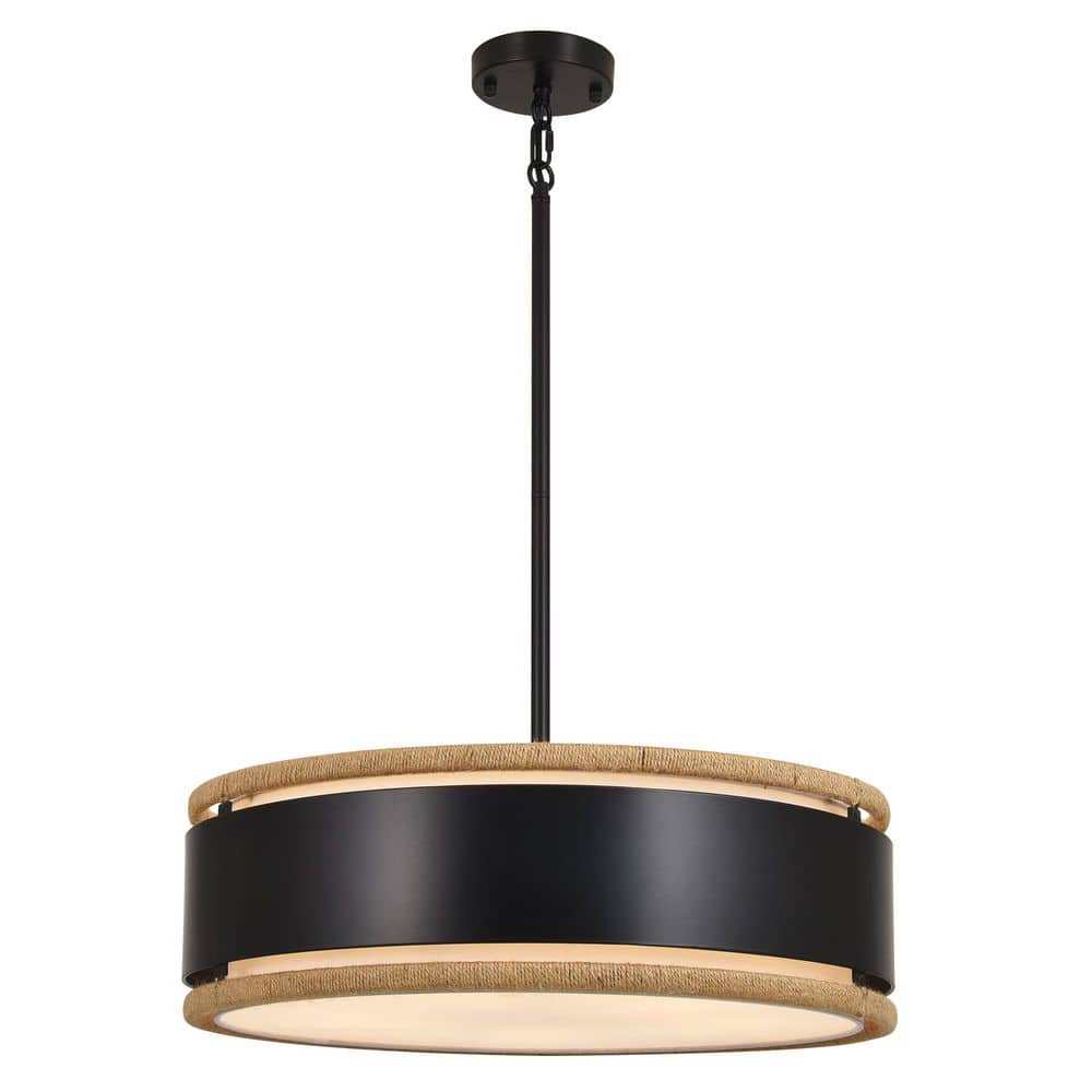 21.65 in. 5-Light Black Drum Chandelier with Fabric Shade for Dining Room Bedroom Living Room price history on PriceWatchPro