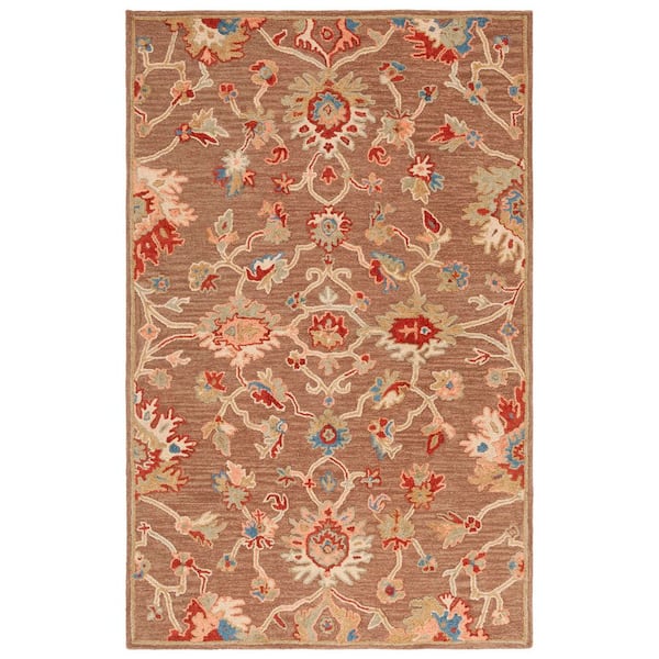 Metro Dark Brown/Beige 5 ft. x 8 ft. Floral Ornate Abstract Area Rug