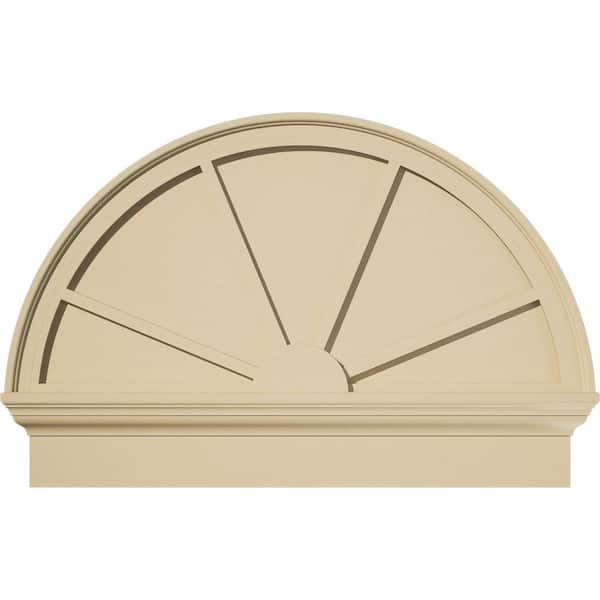 Ekena Millwork 34 in. W x 23-3/4 in. H x 2-3/4 in. P Half Round 4 Spoke Signature Urethane Combination Pediment, Primed Tan