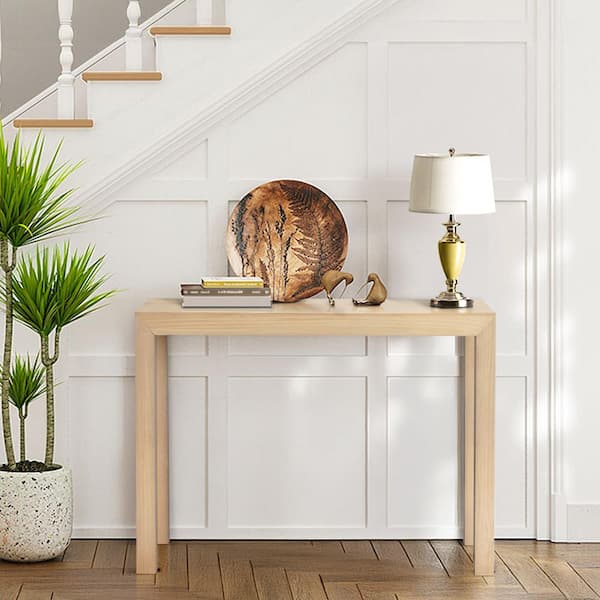 Karl home 46 in. Beige Rectangle Solid Wood Console Table