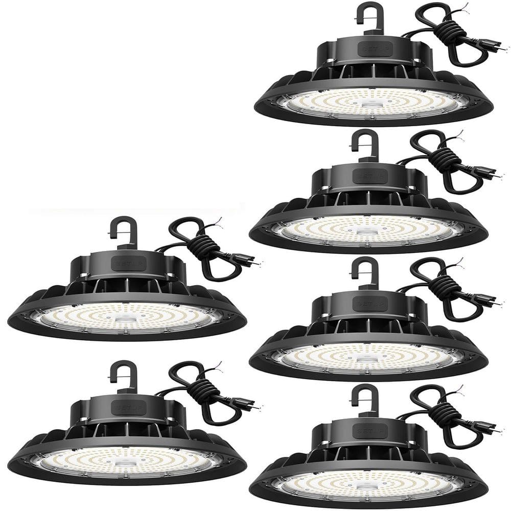 6-Pack 5 ft. 240-Watt Equivalent Integrated LED Dimmable Black High Bay Light with US Plug, Hanging Hook, Safe Rope price history on PriceWatchPro