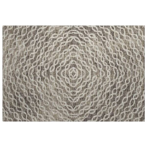 Dream Shag Premium Machine Washable Abstract ADS74 Mocha 3 ft. x 4 ft. Area Rug