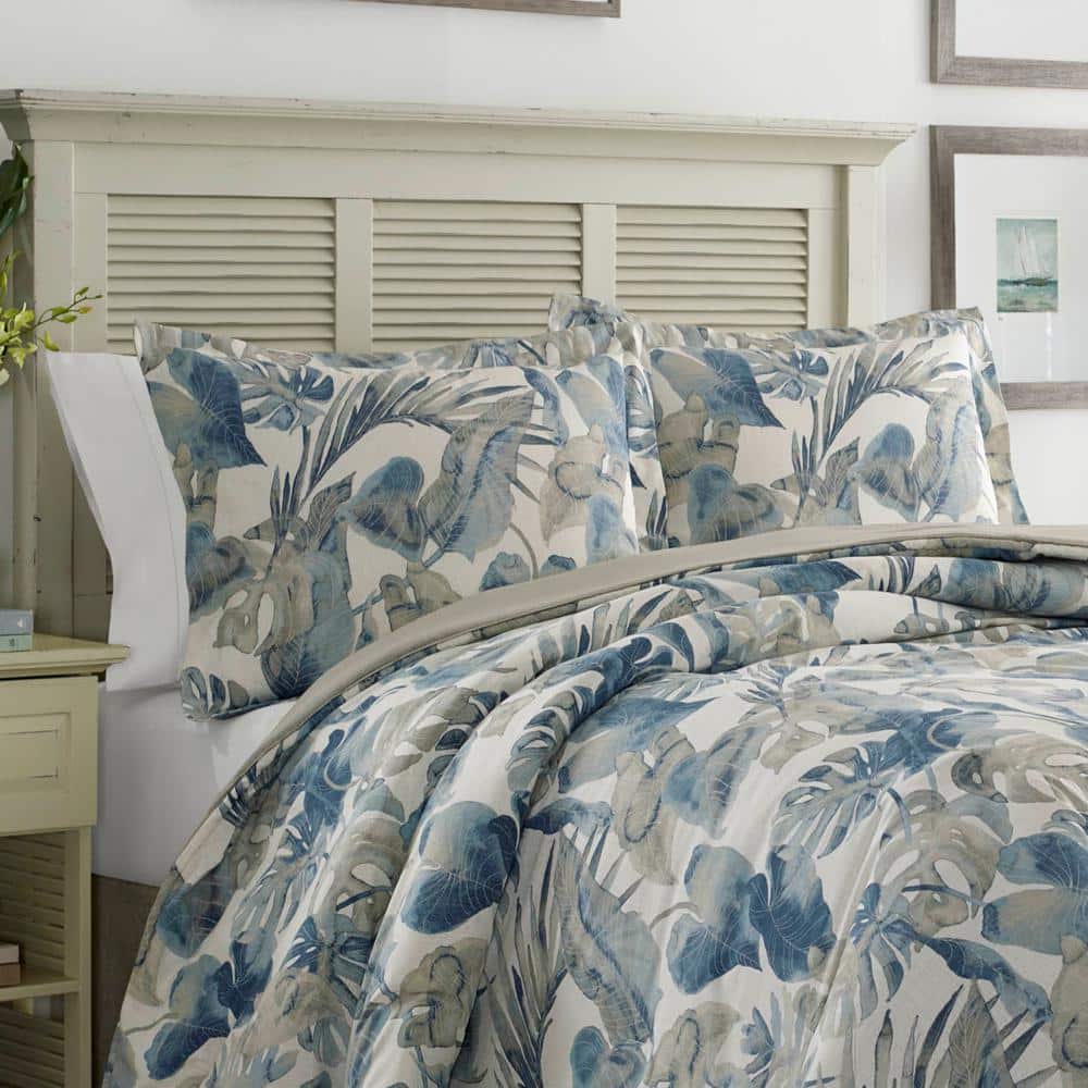Coastal Breeze King Comforter Set in Chambray Blue with Cotton Feel