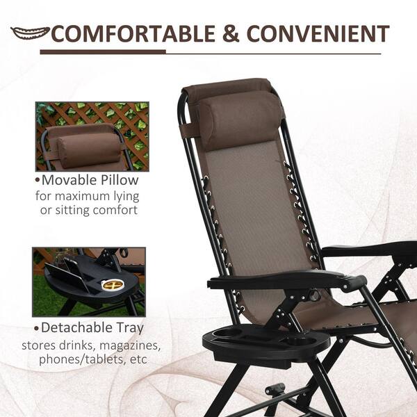 Metal Outdoor Rocking Chair, Brown Folding Reclining Zero Gravity