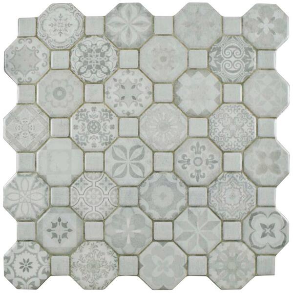 Merola Tile Take Home Tile Sample - Tessera White 12-1/4 in x 12-1/4 Ceramic