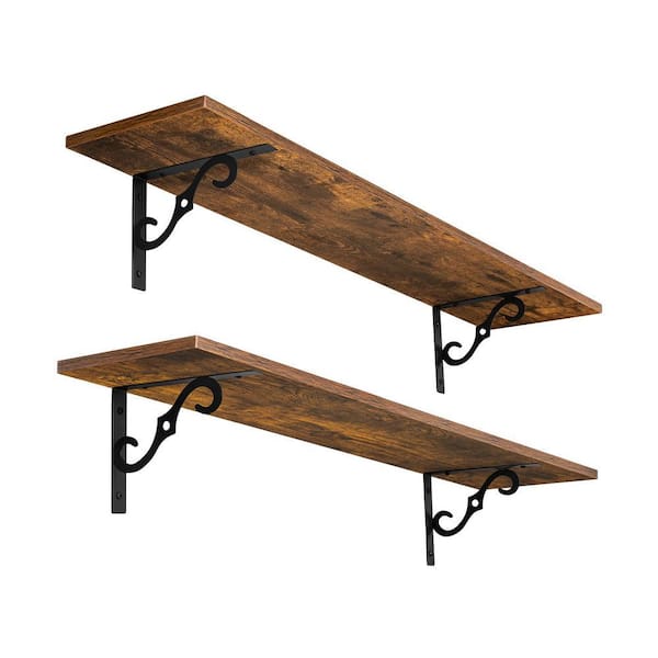 wood iron shelf 1500*1200*225〈ブラウン〉 31.5 in. W x 7.9 in. D Rustic Brown Large Decorative Wall Shelf