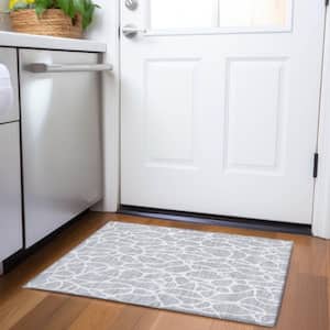 Mayfield Premium Machine Washable Abstract AMF1024 Silver 2 ft. x 3 ft. Area Rug
