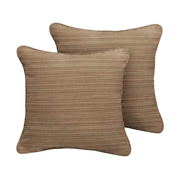 SORRA HOME Sunbrella Dupione Walnut Outdoor Corded Throw Pillows (2-Pack)