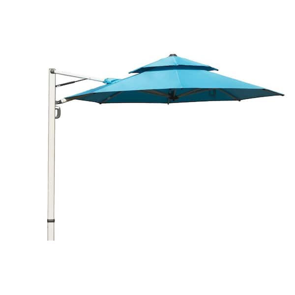 Sudzendf 10 ft. Round Cantilever Patio Umbrella in Lake Blue with Center Pole