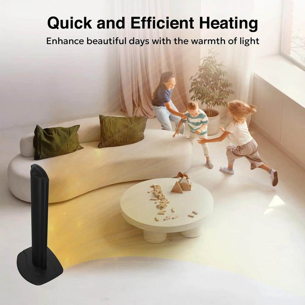 Black Ceramic Electric Tower Space Heater with Remote Control