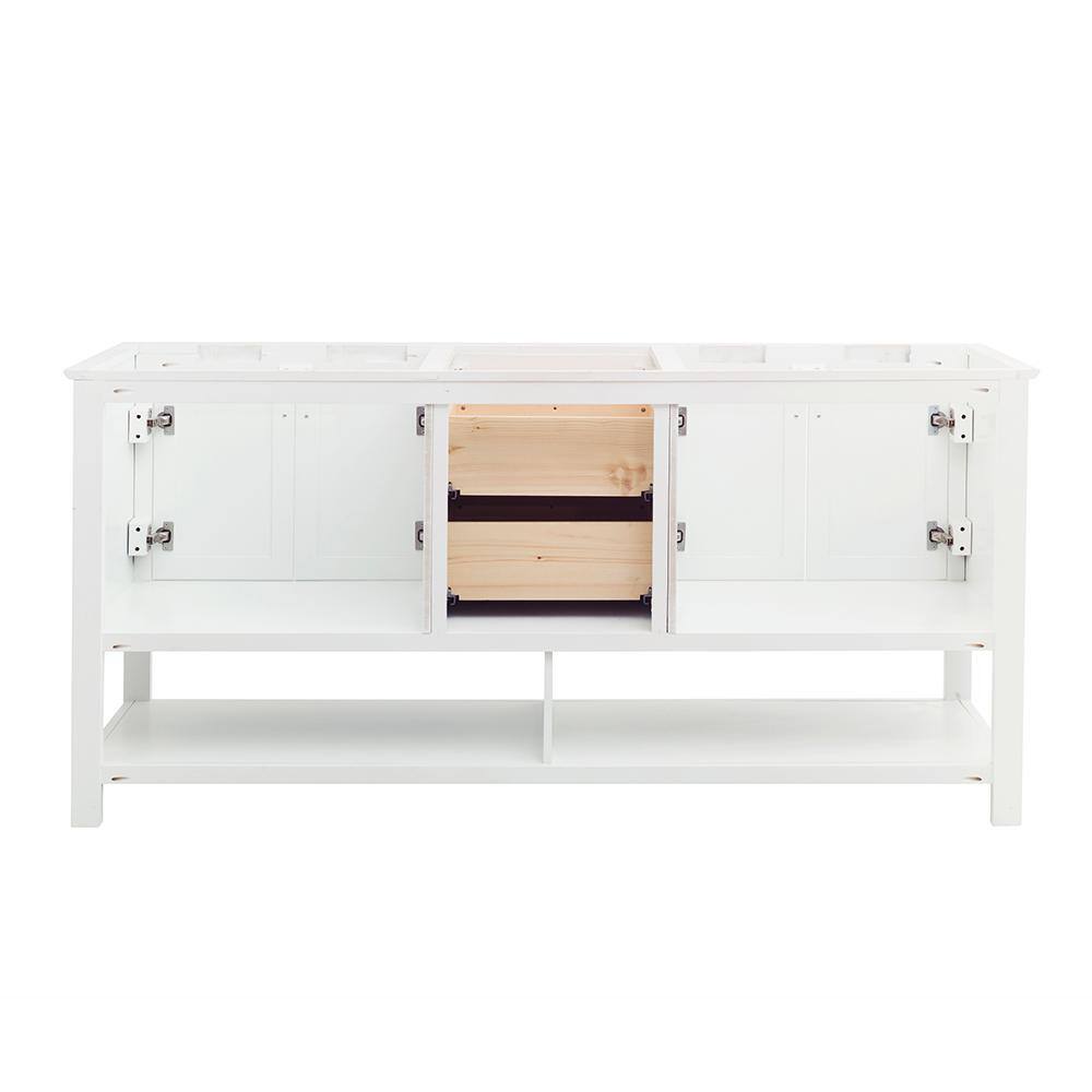 Manchester 72" White Solid Wood Double Sink Freestanding Vanity Base