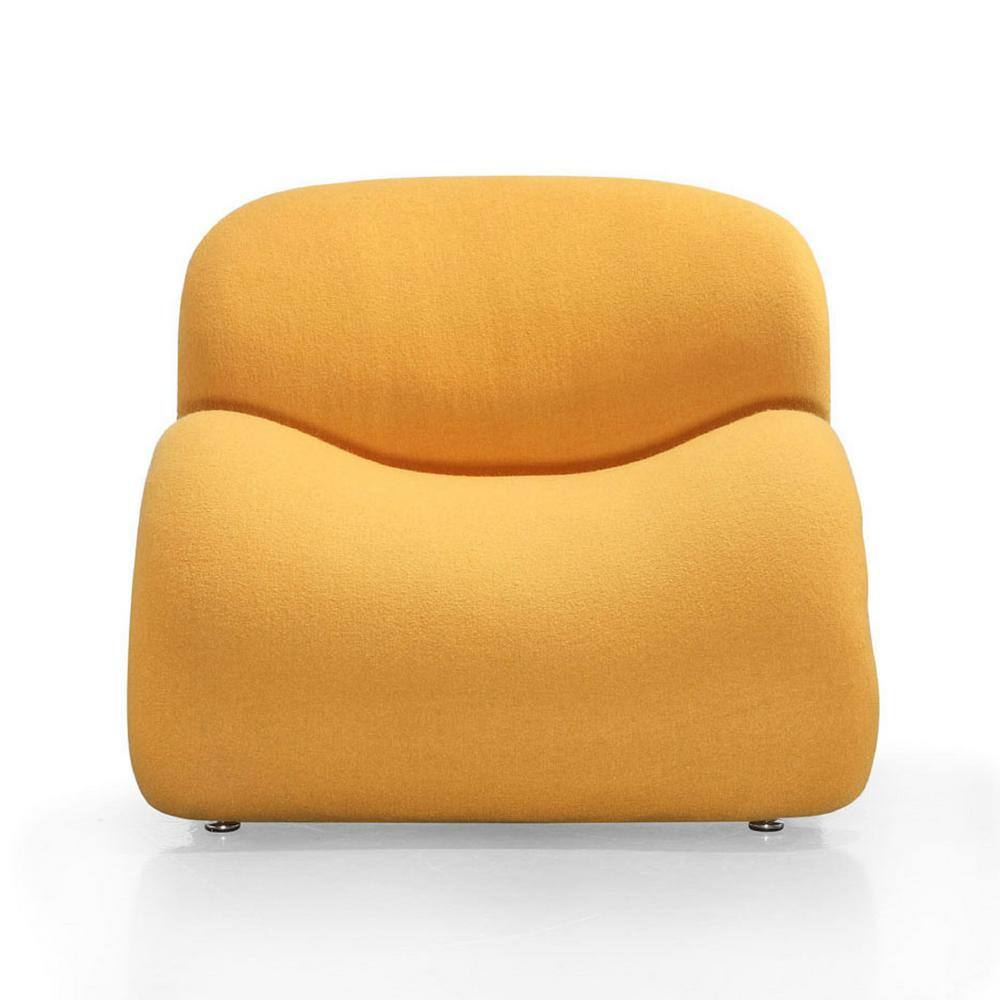 Yellow Geometric Wool Blend Chaise with Metal Frame