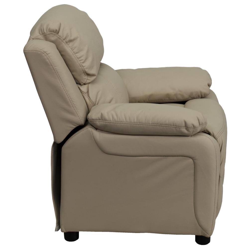 Comfy Spot Beige Microfiber Kids' Recliner with Cup Holder