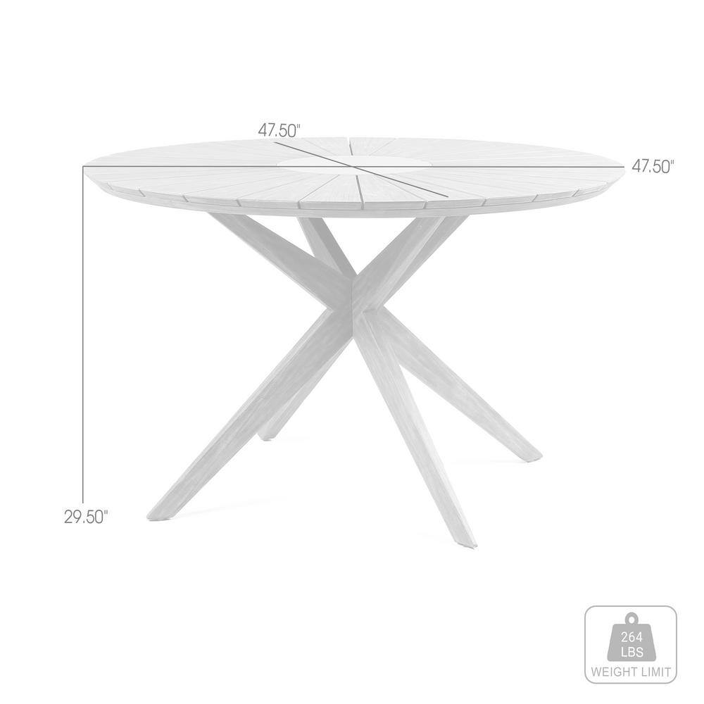 Light Brown Eucalyptus Wood and Concrete Round Dining Table