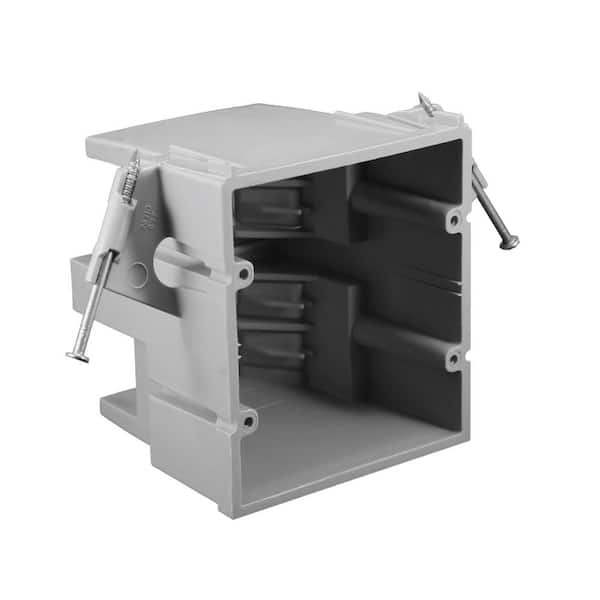 Cantex New Work 2-Gang 35 cu. in. Heavy Wall Nail-on Electrical Outlet Box and Switch Box with Wiring Clamps, Gray