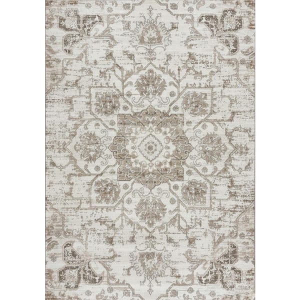 Brown 5 x 8 ft. Woven Medallion Rectangle Indoor Area Rug