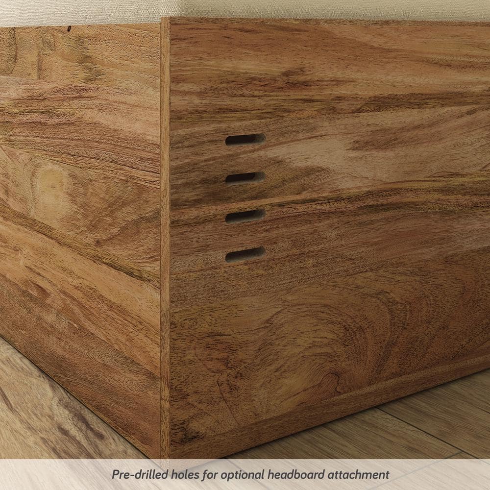 Sindoori Mango Twin Wood Frame Bed with 2 Storage Drawers