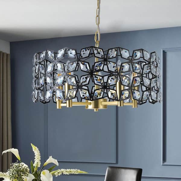 19 in 5-light Luxury black Crystal Chandelier Large Ceiling Lighting for Living Room Dining Room Bedroom Hallway Kitchen