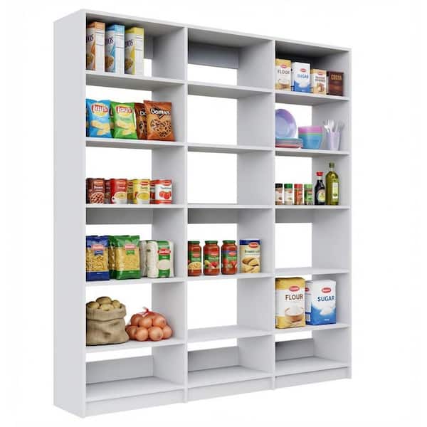 Alto Pantry Collection 54 in. W White Wall Mounted 3-Shelf Towers Wood Closet System