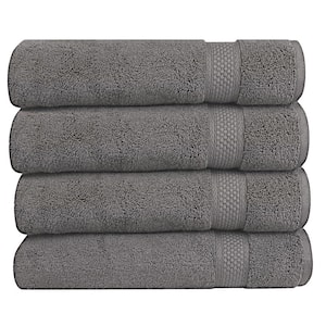 A1HC Bath Towel 500 GSM Duet Technology 100% Cotton Ring Spun Charcoal 24 in. x 48 in. Quick Dry (Set of 4)