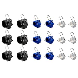 Bundling Plant, Cord, Cable and Wire Klips (18-Pack) 6 Small White, 6 Medium Blue, 6 Large Black Klips