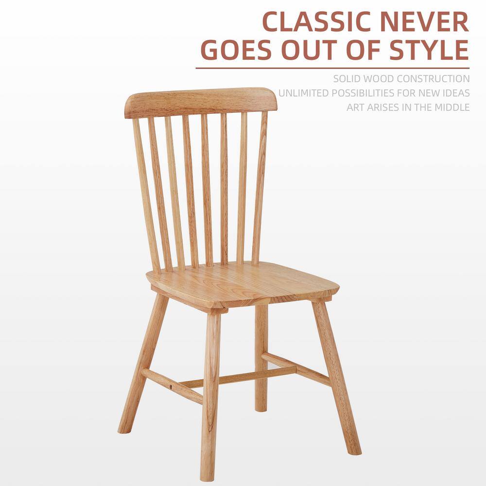 Natural High Back Windsor Solid Wood Dining Chairs Set of 4