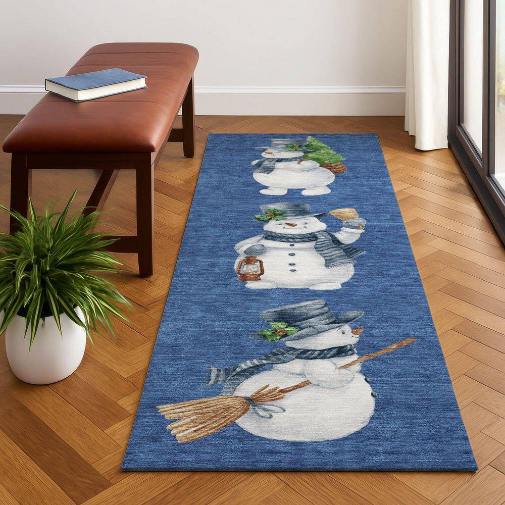 Mayfield Premium Machine Washable Abstract AMF1826 Navy 2 ft. 3 in. x 7 ft. 6 in. Runner Rug price history on PriceWatchPro