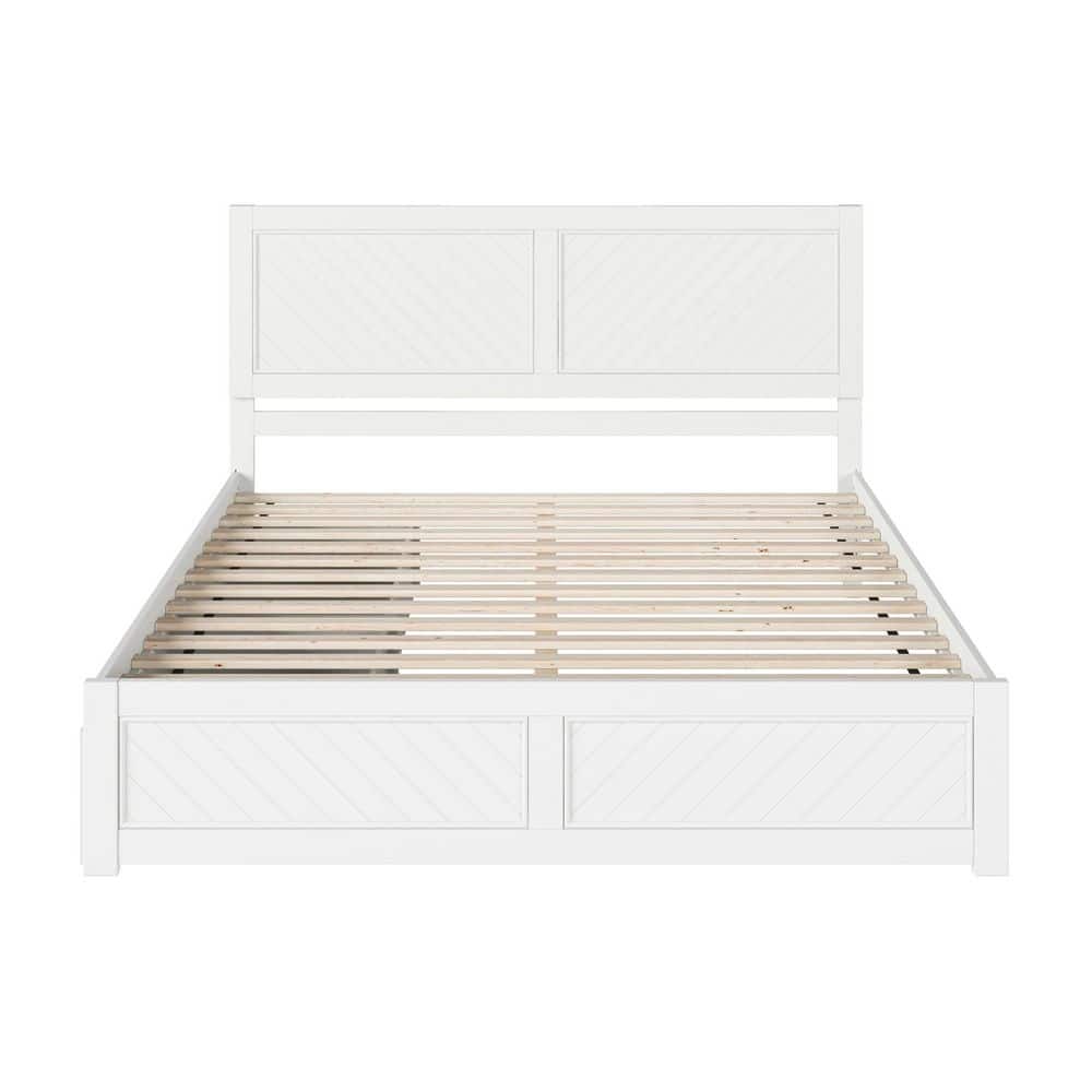 Canyon Walnut Brown Solid Wood Queen Platform Bed Frame with Matching Footboard and Storage Drawers - thumbnail 2