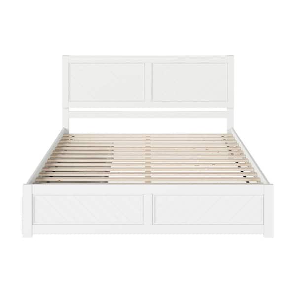 Canyon White Solid Wood King Platform Bed Frame with Matching Footboard and Storage Drawers