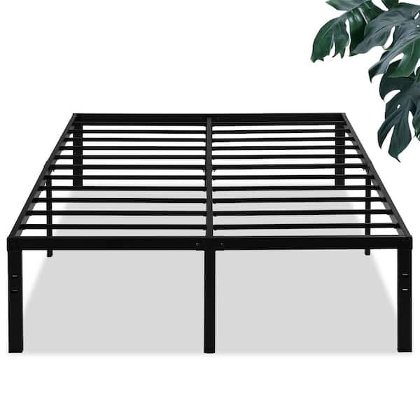 VECELO Tall Bed Frames Black, Metal Frame Full Platform Bed With Heavy Duty Platform and Steel Slat, Easy Assembly, Noise Free