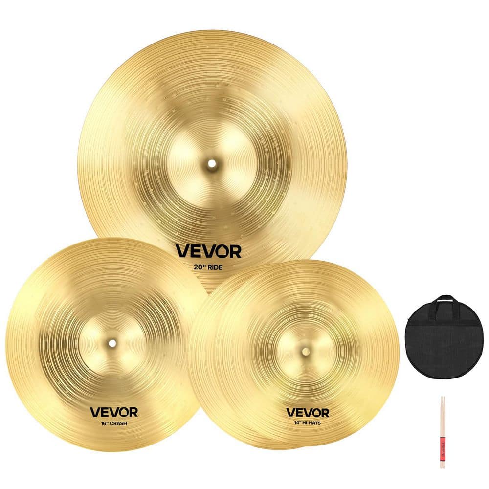 Cymbal Pack, 3-Pieces, for Drum Set (14-in. Hi-Hats, 16-in. Crash, 20-in. Ride, Drumsticks and Cymbal Bag) Bright Copper price history on PriceWatchPro