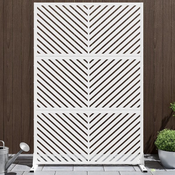 75 x 48 in. White Modern Outdoor Screen Privacy Screen with Paralle Patterns Wall Decal