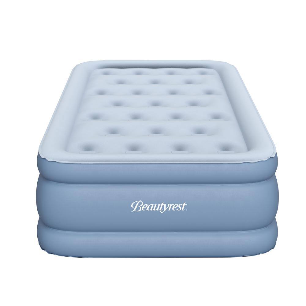 Twin Blue Raised Inflatable Air Mattress with Pump