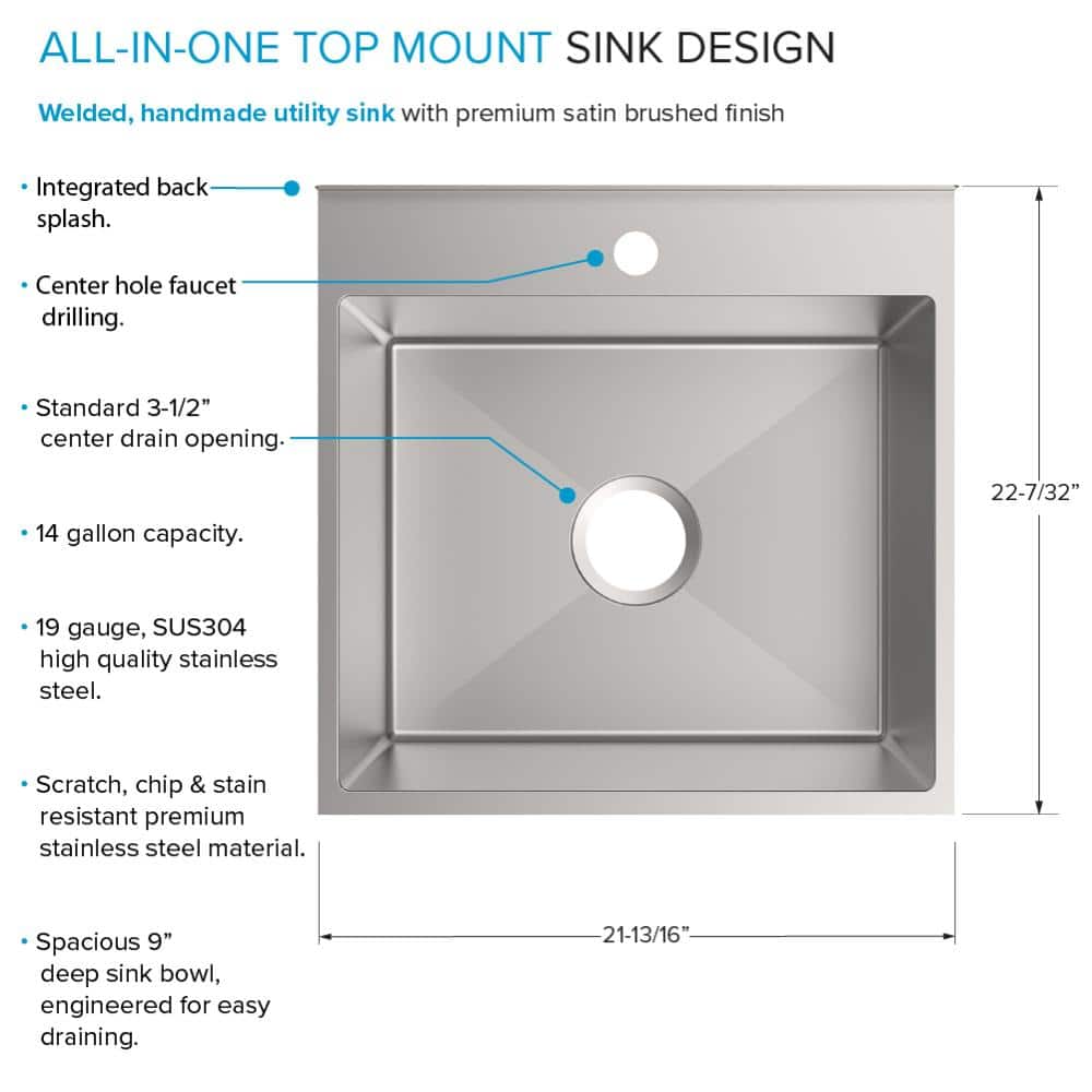 Matte Black Stainless Steel Laundry Utility Sink with Cabinet