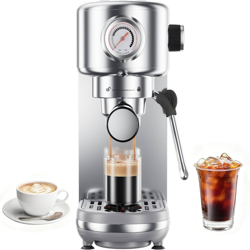 Espresso Machine Upgrade, 20 Bar Compact Espresso Coffee Machine with Milk Frother, Stainless Steel Coffee Maker price history on PriceWatchPro
