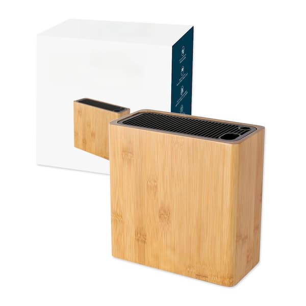 16-Knife Classic Knife Block, Bamboo Knife Storage with Double-Deck Parallel Slots, Anti-Slip Feet, Ventilation Openings
