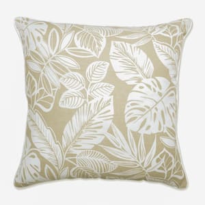 Floral Natural Square Outdoor Square Throw Pillow