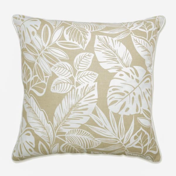 Pillow Perfect Floral Natural Square Outdoor Square Throw Pillow