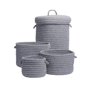 Ethan 4-Piece Grey Wool Basket Set