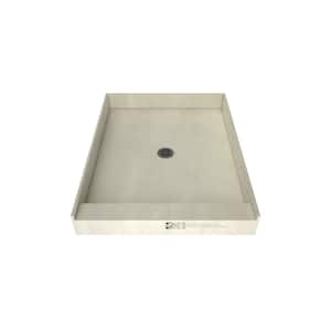 Redi Base 36 in. L x 42 in. W Single Threshold Alcove Shower Pan Base with Center Drain and Brushed Nickel Drain Plate