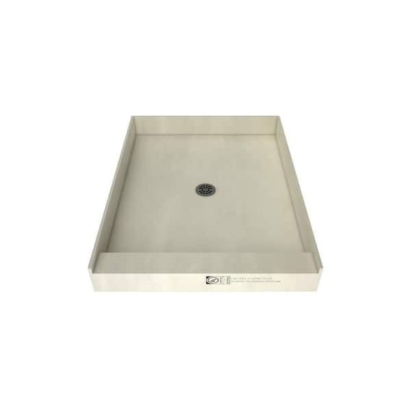Tile Redi Redi Base 36 in. L x 42 in. W Single Threshold Alcove Shower Pan Base with Center Drain and Brushed Nickel Drain Plate