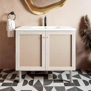 Classes 35.35 in. W x 17.85 in. D x 32.5 in. H Single Sink Bath Vanity Cabinet without Top in White Oak