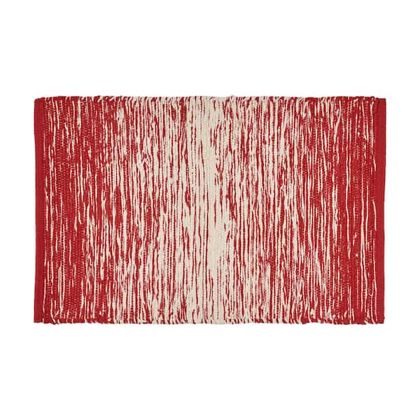 Unbranded Rayburn Red and Ivory 2 ft. x 3 ft. Solid Cotton Scatter Rug