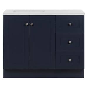 Bannister 42.5 in. W x 18.75 in. D Bath Vanity in Deep Blue with Cultured Marble Top in Colorpoint White with Sink