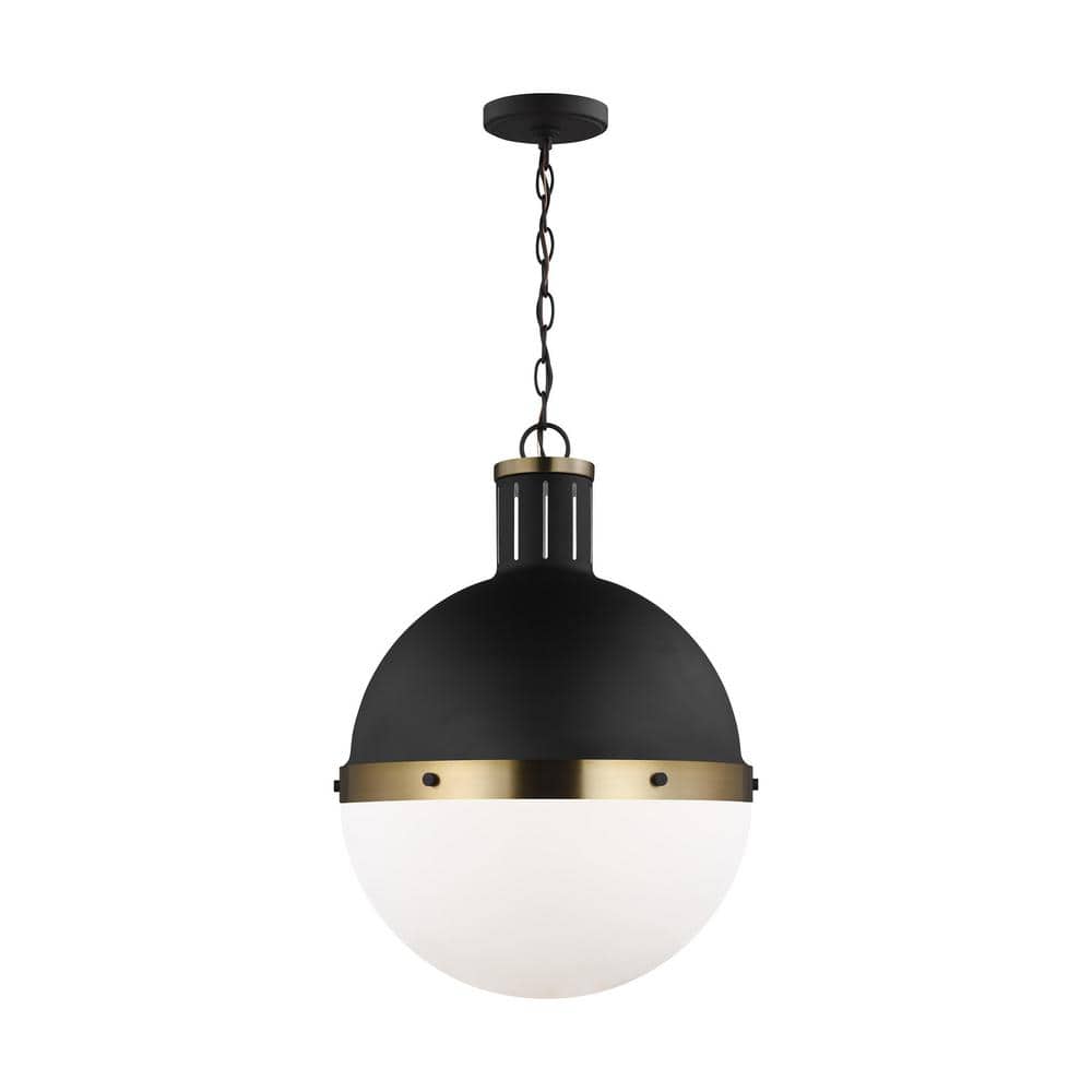 Hanks 1-Light Midnight Black Large Globe Pendant Light with Smooth White Glass Shade price history on PriceWatchPro