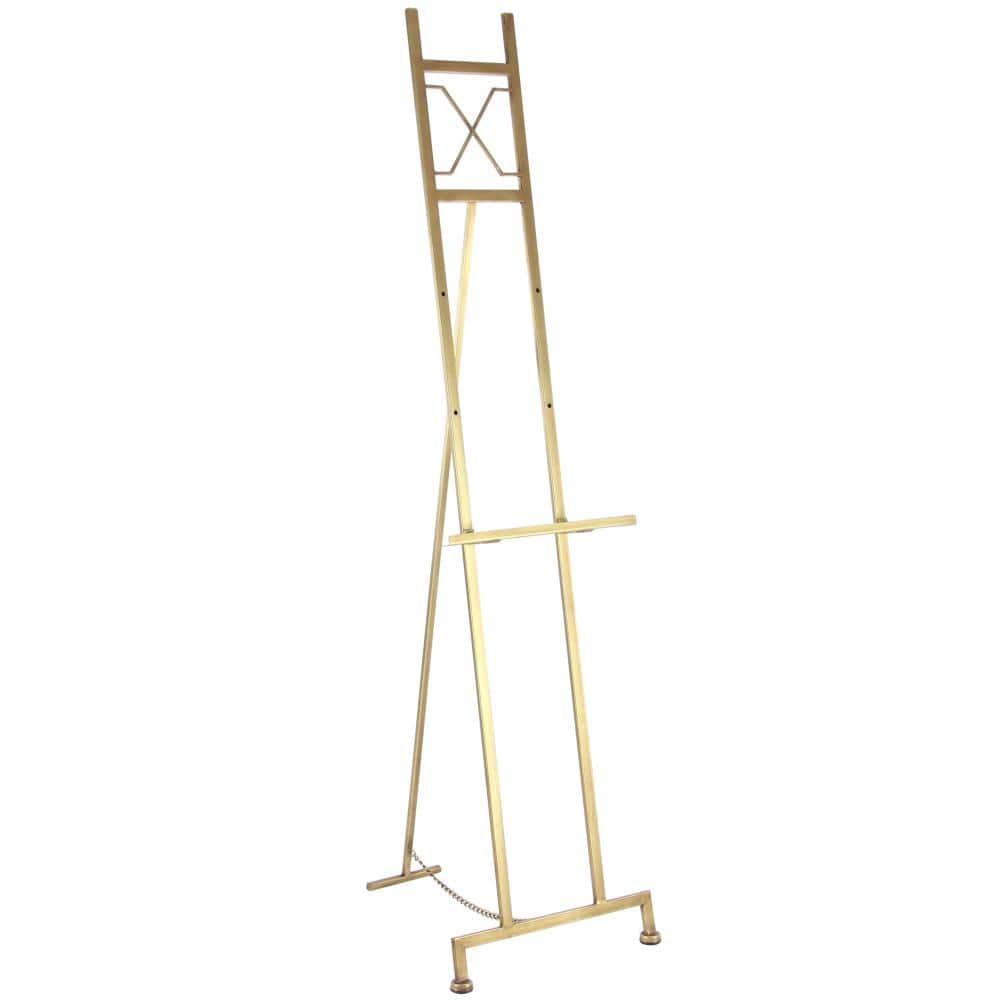 Gold Adjustable Metal Floor Easel with Chain Support