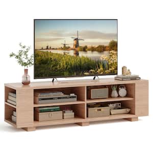 TV Stand for 65 in. TVs Modern Entertainment Center with 8 Open Shelves and 4 Cable Holes MDF TV Console Table