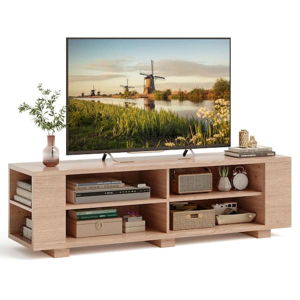 HONEY JOY TV Stand for 65 in. TVs Modern Entertainment Center with 8 Open Shelves and 4 Cable Holes MDF TV Console Table